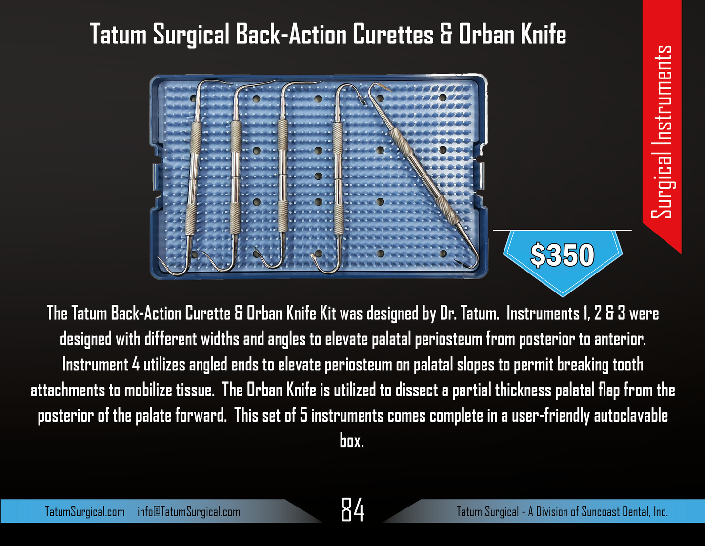 Tatum Back-Action Curettes & Orban Knife Kit