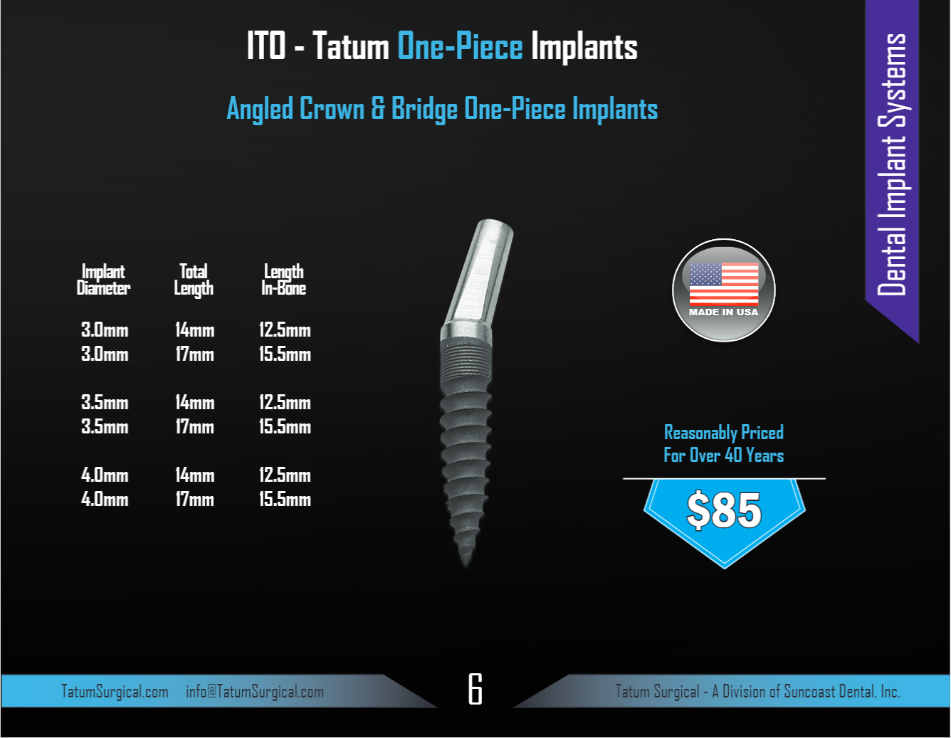 Tatum One-Piece Crown & Bridge Angled Implant