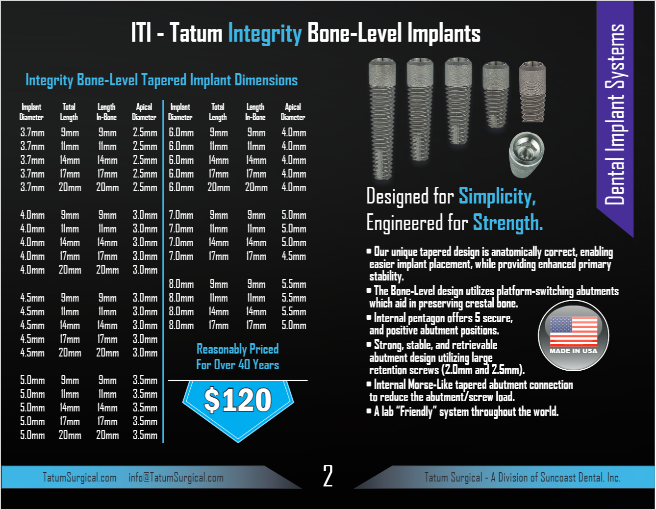 Tatum Integrity Bone Level Implant