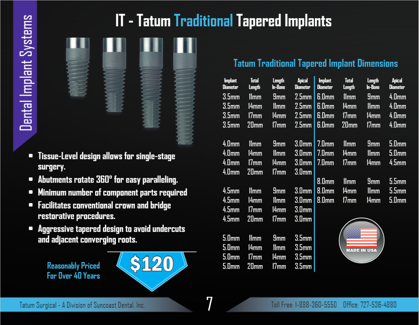 Tatum Traditional Tapered Implant