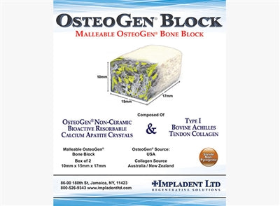 OsteoGen® Malleable Bone Block 10mm x 15mm x 17mm (Box of 2)