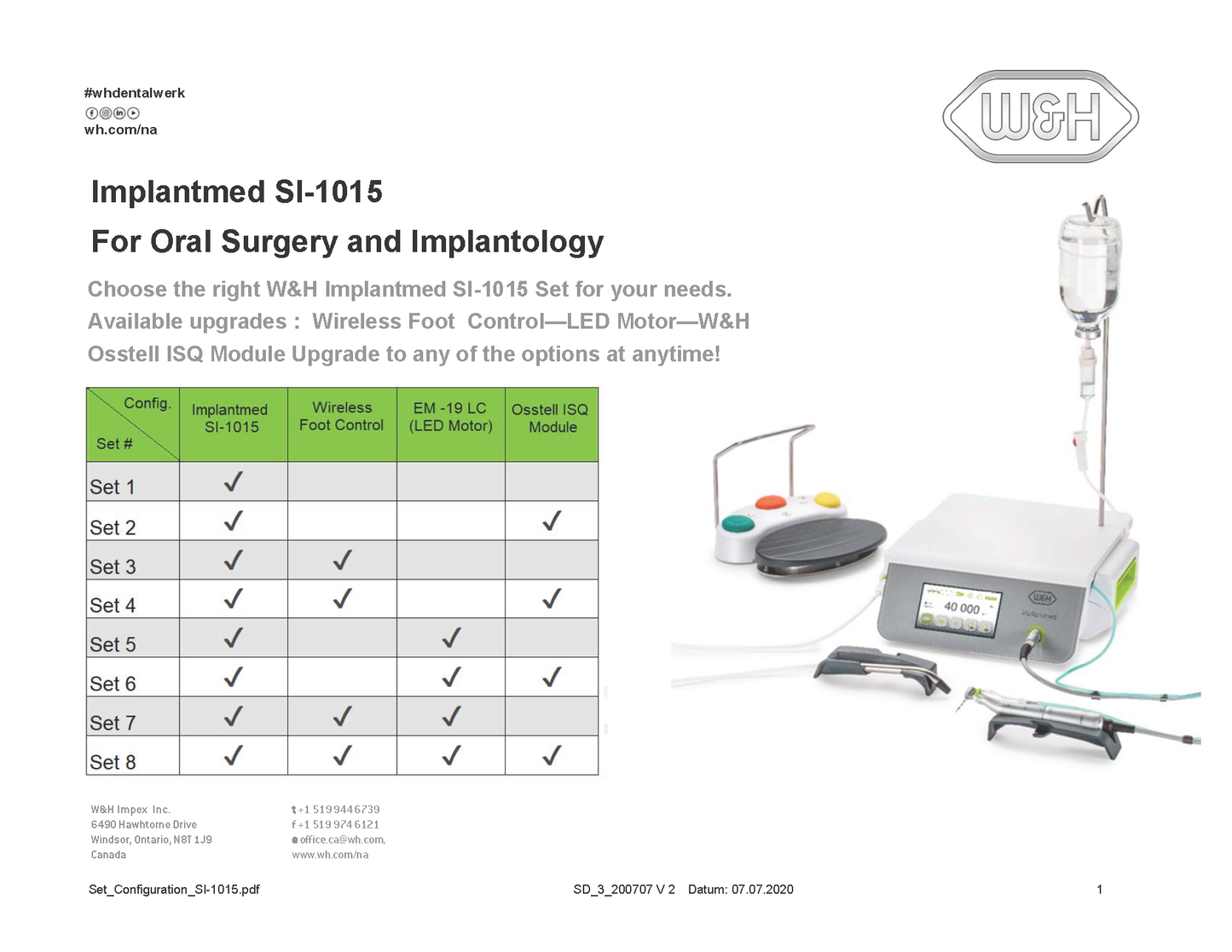 W&H ImplantMed Plus Motor Packages